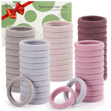 100 Pcs Thick Seamless Hair Ties for Women Girls, Ponytail Holders, Pink, No Dam