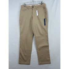 Lands End Chino Ankle Pants Womens 2 Khaki Slim Leg Mid Rise Stretch New