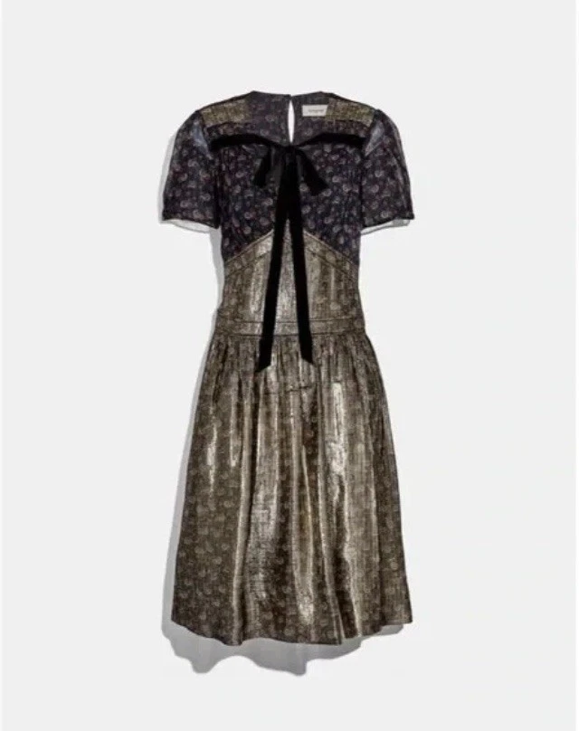 coach 1941 silk dress Coach 1941 Brown Camel Fur Trimmed Shift Tent Silk Lined Midi Dress 4