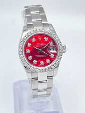 Rolex Datejust Ladies 26mm 179160 Red MOP Diamond Dial Diamond Bezel Box