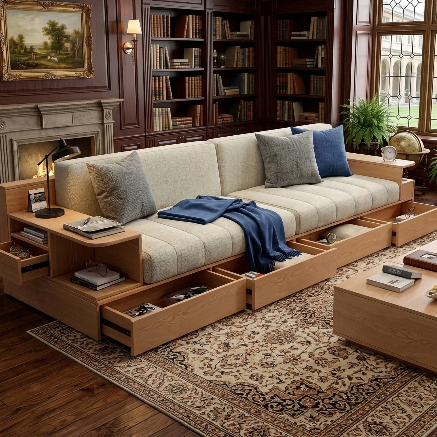 Modern Wooden Sofa Bed Daybed, Storage Drawers Sleeper Couch Living Room.
Opens in a new window or t