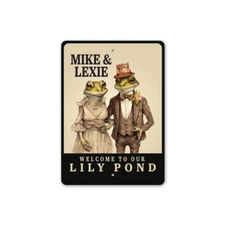 Custom Couples Frog Lily Pond Sign