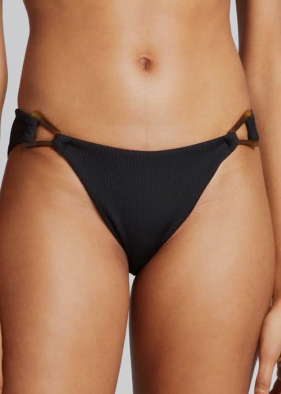 $98 Jonathan Simkhai Women's Black Francesca Textured Bottom Swimwear Size Large