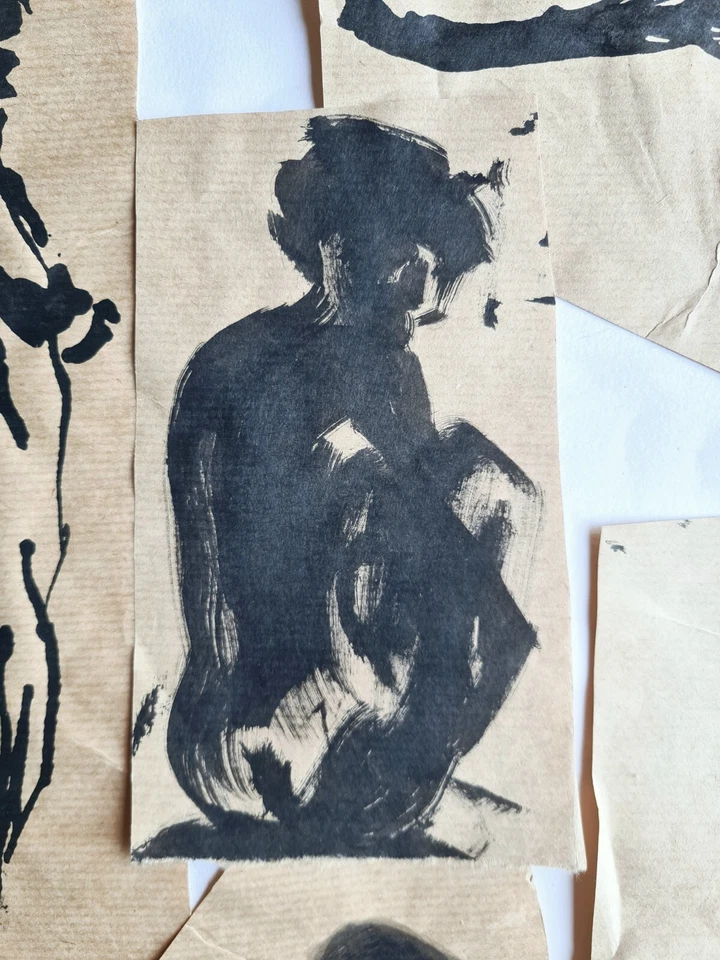 8 dessins originaux femmes nues encre de chine sur papier kraft de Myriam Bouima - Photo 3/4