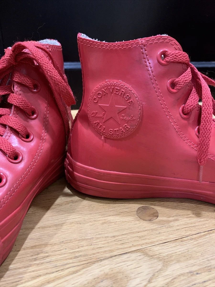 Om toevlucht te zoeken Duizeligheid Geduld Converse Chuck Taylor All Star Rubber Rain Shoe Red Hi Men Size 5, Women 7  | eBay