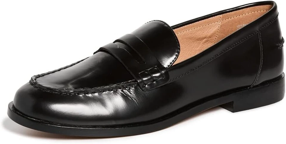 Madewell NJ255 Women's The Nye Penny Loafer In Leather True Black Size 9 M - Image 3 of 4