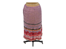 Vintage 70s Plastic Knitted Striped Skirt Medium