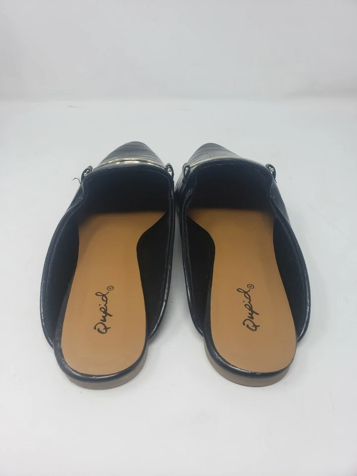 Mulas de piel de cocodrilo Qupid de cuero sintético negro estilo: remolino 187X talla: 8 nuevas en caja Foto 4 de 4