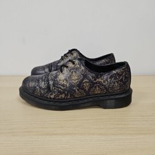 Dr Martens 1461 Pascal Gold Baroque Cristal Suede Leather Blue Rare Boots Uk 6