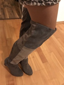 Details zu Tamaris Overknee Stiefel 38 beige braun Boho Boots Details about braune Overkneestiefel mit Plateau