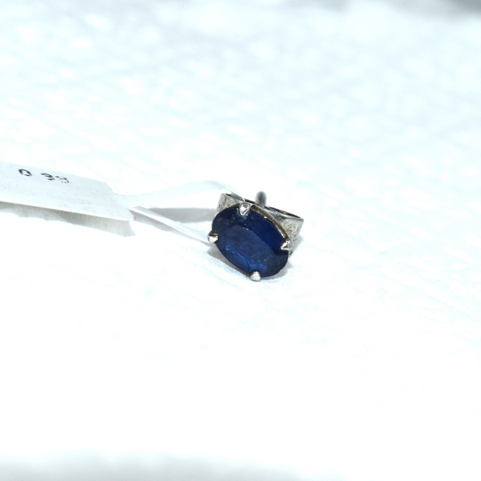 Genuine Sapphire Gemstone 925 Sterling Silver Single Earring