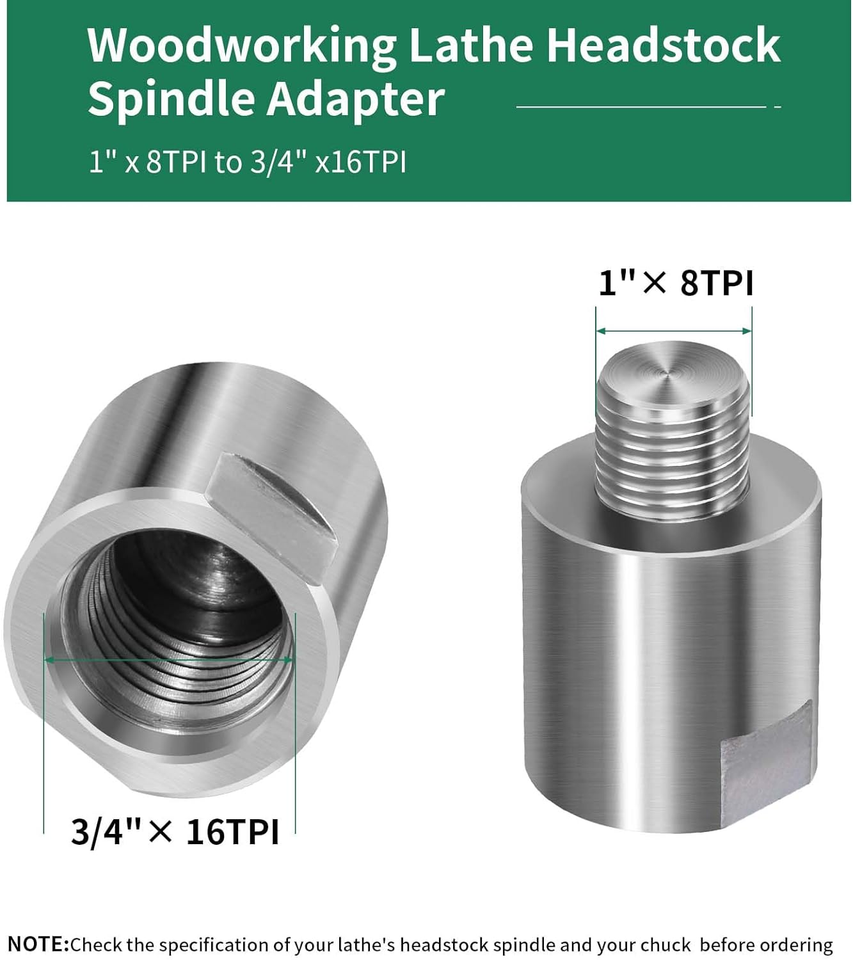 ALL SIZES Lathe Headstock Spindle Adapter,Converts v1 for woodworking ...