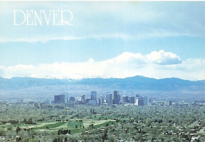 Postcard CO Denver from the Air Skyline Rocky Mountains Rockies