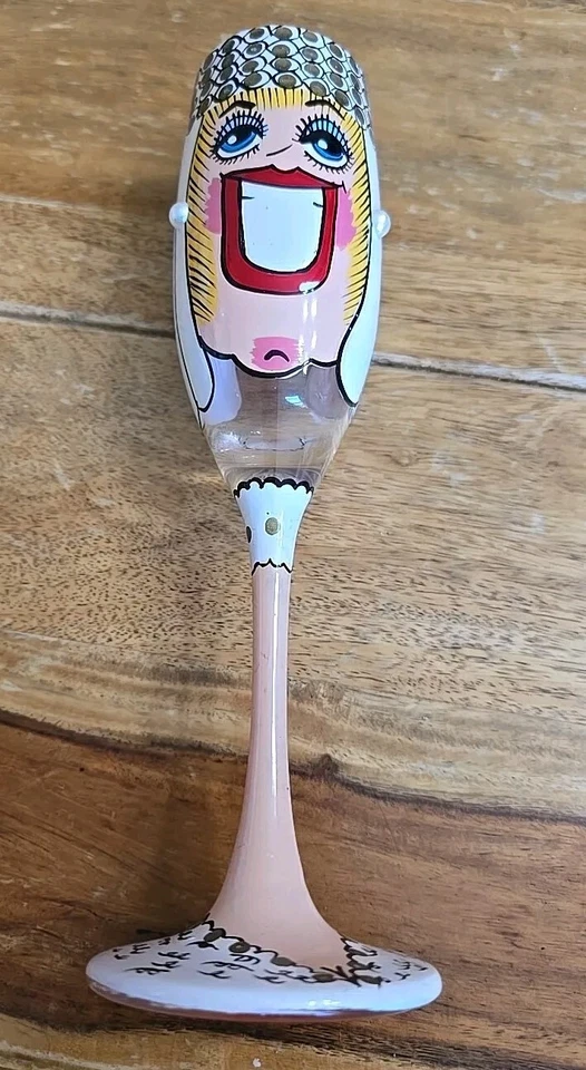 Flautas de champán pintadas a mano "Wedded Bliss" Alice Art, 9" de alto, en muy buena condición Foto 4 de 4