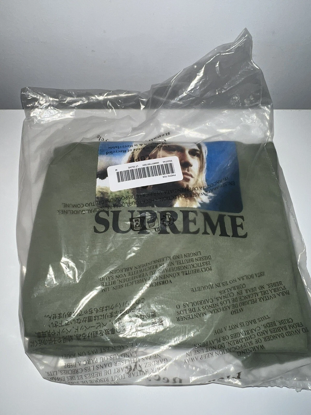 Tee shirt photo Supreme Kurt Cobain olive SS23 taille moyenne SS23T44 0888977957264