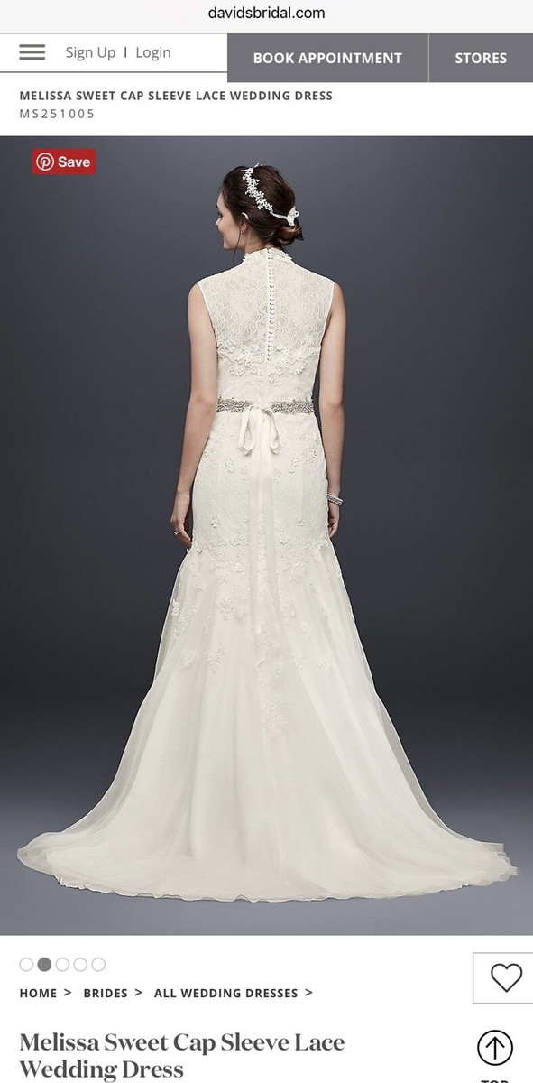 ~AUTHENTIC MELISSA SWEET CAP SLEEVE LACE WEDDING DRESS SIZE 12. IVORY~