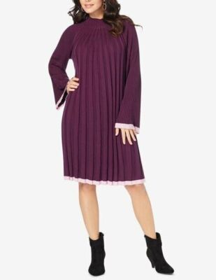 Roaman s Plus Size Dark Berry Light Berry Swing Sweater Dress Size 3X(30/32)