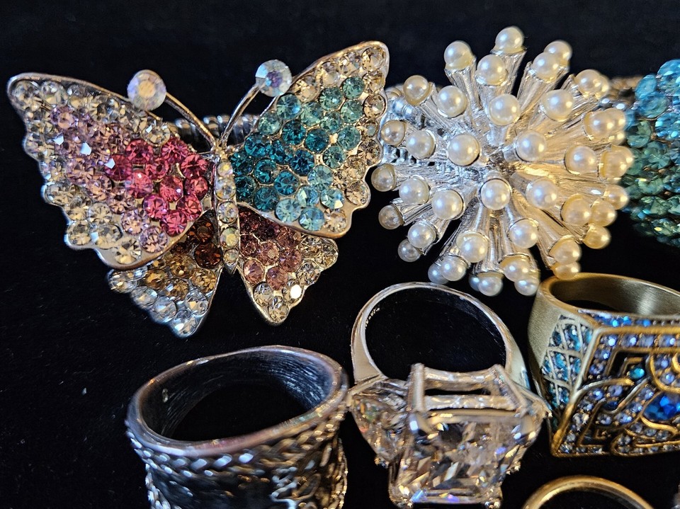 13 VINTAGE RING LOT Ladies Some Signed LA VINTAGE 18KHGE 925 SNJ JCM Brass eBay