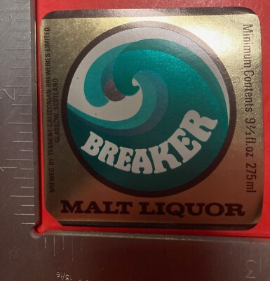 BREAKER MALT LIQUOR SCOTLAND  paper label beer bottle 3 X 3 INCHES