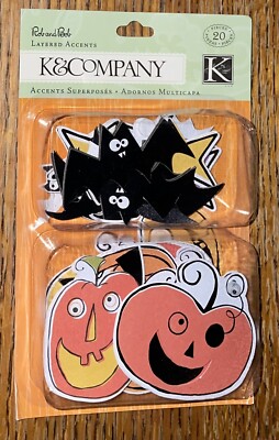 K&Company Rob & Bob Halloween Characters Layered Accents Bats Pumpkins Scrapbook