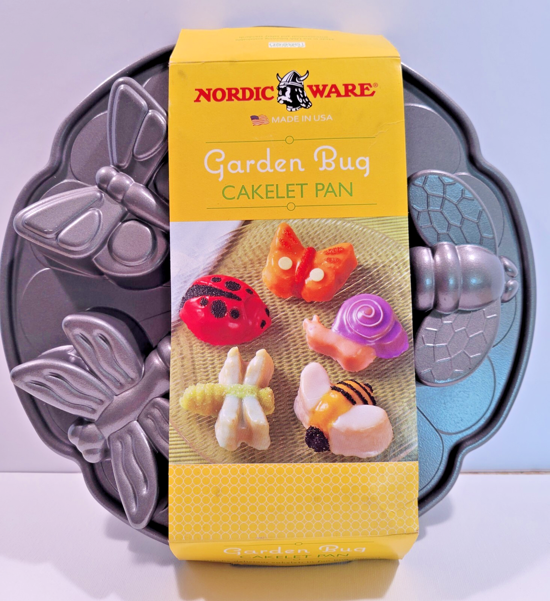 Nordic Ware NEW Garden Bug Cakelet Pan Baking Mold 3D Aluminum - Main Image