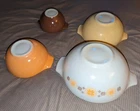 Set of 4 vintage Pyrex Cinderella bowls, Town & Country pattern