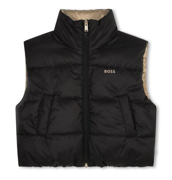 HUGO BOSS KIDS BLACK HUGO BOSS REVERSIBLE PUFFER VEST J16181 09B