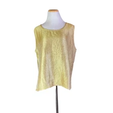 CTC Carol Turner Collection XL Textured Gold Sleeveless Top Lagenlook