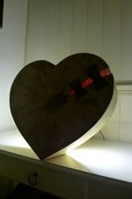 Handmade wooden desk led strip lamp with chunky heart design shabby chic unique 