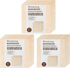 36 Pack Basswood Sheets 1/8 Inch,12"X12"X1/8" Plywood Sheets,3Mm Basswood for La