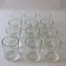 Set of 12 Clear Glass Short Tealight Votive Candle Holders