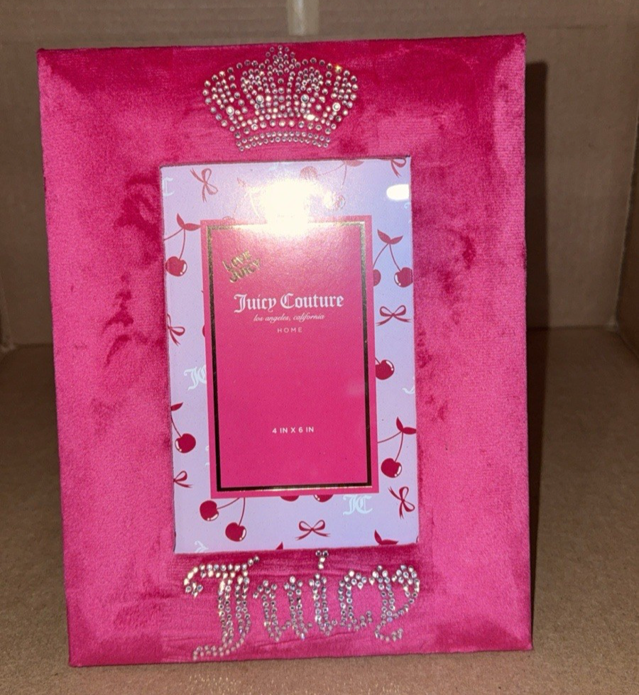 Juicy Couture Home Pink Plush Stand Up Photo Frame Rhinestone 