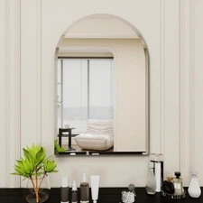 Arched Bathroom Mirror, 16X24 inch Frameless 16"L x 24"W, Black 