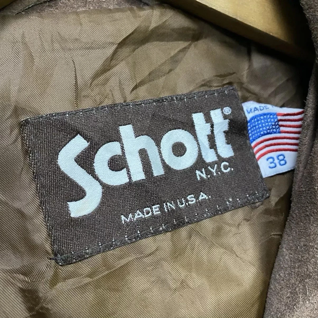 Schott NYC Vintage Brown Suede Trucker Jacket Made in USA 38 - product detail image 9