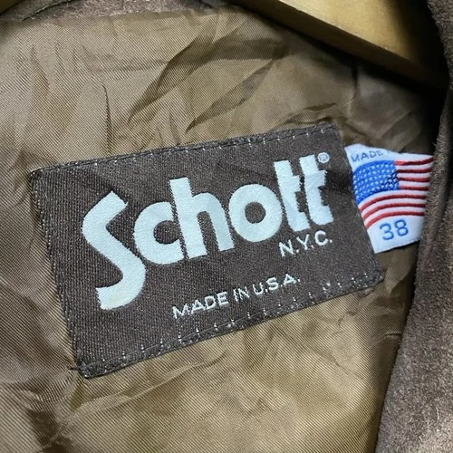 Schott NYC Vintage Brown Suede Trucker Jacket Made in USA 38 image 9