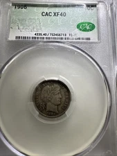 Better Date 1906-P Barber Dime CAC  XF 40
