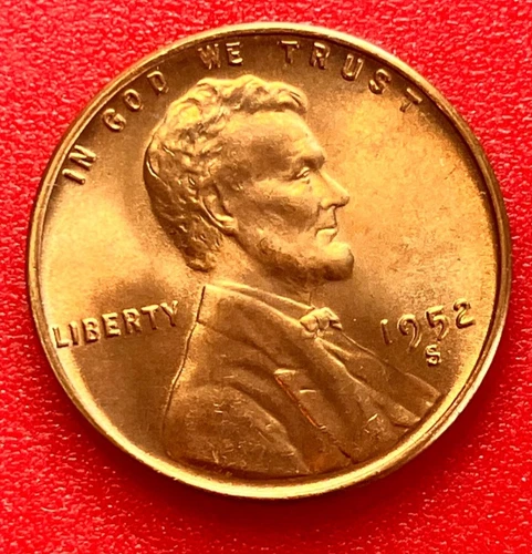 1952-S Lincoln Wheat Cent Penny GEM RD BU From an Original Bank Roll