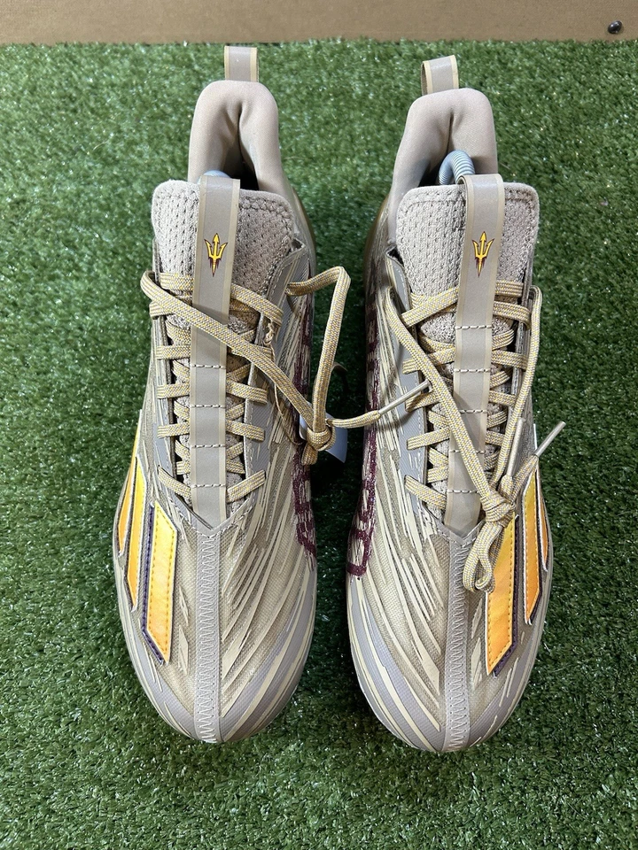 Size 11.5 Adidas Adizero Arizona State Brown Gold Football Cleats HQ3983 NEW - Image 3 of 4