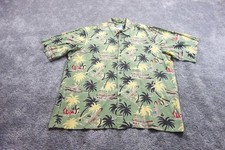 Vintage Reyn Spooner Shirt Mens XXL Green Button Up Hawaiian Surfing Canoe