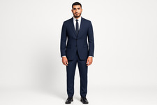 Renoir Navy Suit Men New Basic 38R 54L Classic Regular Fit Business Church