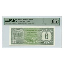 Aruba – 5 Florin – 1986 – Pick 1 – PMG 65 Choice Uncirculated