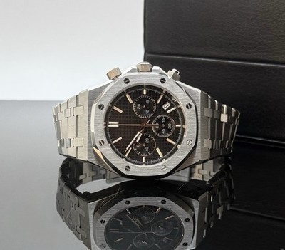 Custom 42mm Silver  Royal Octagon  Chronograph Style Mod Watch w/ VK63 Movement
