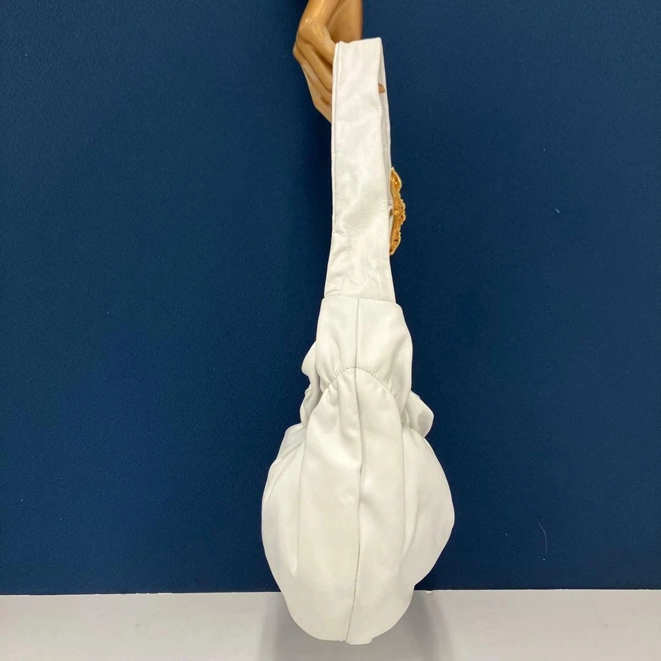 Bolso Hobo de Hombro Gianfranco Sisti Cartera Cuero en Blanco USADO Buen Estado Foto 3 de 4