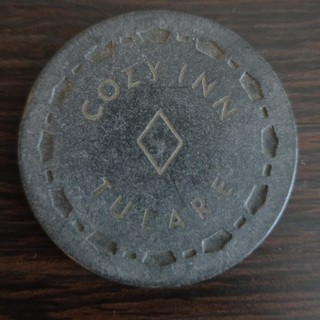 $.25 Cent Cozy Inn Cardroom Tulare CA Casino Chip 1969 Issue