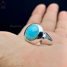 Handcrafted 925 Silver Turquoise Ring Natural Neyshabur Feroza Unique Gift