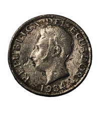 1934 1 Sucre ECUADOR  Phila  World Silver Coin