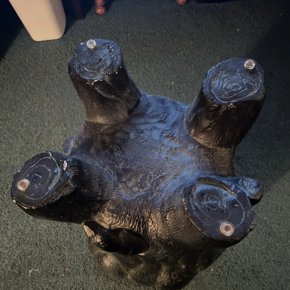 1 Vintage faux bois Tree Trunk End Table With Round Glass Top - Image 2 of 4