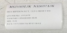 MS21069L3K NAS697A3K NUT BACK COUNTERSUNK RIVET HOLE SIZE 10-32 100/EA