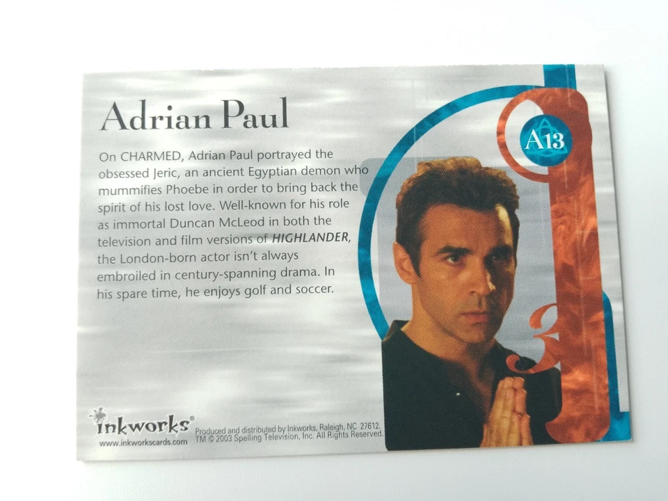 Adrian Paul Inkworks 2003 Charmed Power of Three Autograph A13 Jerie - Image 2 of 4