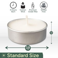 100 Pack Unscented Tea Lights Candles Smokeless Dripless 4Hour Long Time Burning